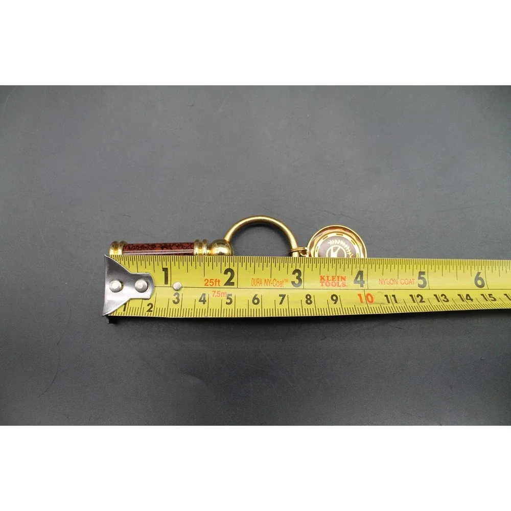 Vintage Secret Compartment Keychain Gold Tone Red Stone Unscrew Capsule Boxed